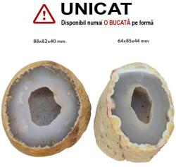  Geoda din Agata cu Cristal de Cuart Natural - 64-88 x 82-85 x 40-44 mm - 1 Buc