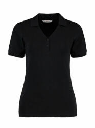 Kustom Kit Női rövid ujjú galléros póló Kustom Kit Women's Regular Fit Comfortec V Neck Polo 2XL, Fekete