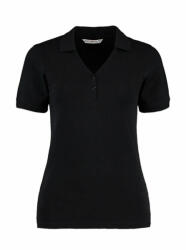 Kustom Kit Női rövid ujjú galléros póló Kustom Kit Women's Regular Fit Comfortec V Neck Polo M, Fekete