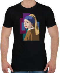 printfashion Jan Vermeer - Leány gyöngy fülbevalóval - Férfi póló - Fekete (6730882)