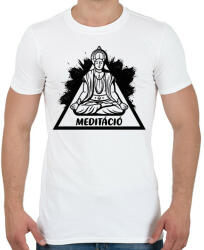 printfashion Meditáció - Lótuszülés - Férfi póló - Fehér (6873514)
