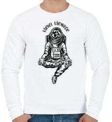 printfashion Bárhol bármikor- Meditáló űrhajós - Férfi pulóver - Fehér (6873716)
