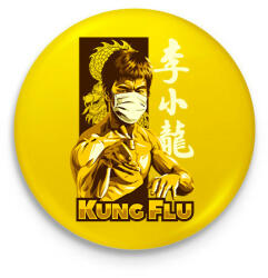 printfashion Kung Fu maszkban - Kitűző, hűtőmágnes - Sárga (6604853)