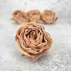Százlevelű rózsa fej - vintage barna 4db/csomag