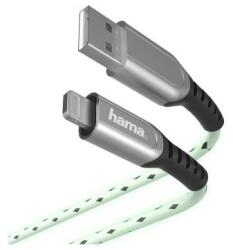 Hama Cablu de date Hama Glow, USB Tip A - Lightning, 1.5m, Green (00187267)