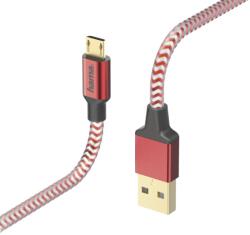 Hama Cablu de date Hama Reflective, USB Tip A - Micro USB, 1.5m, Red (00178288)