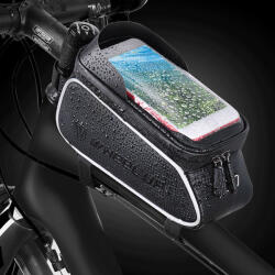  Kerékpárra szerelhető biciklis telefontartó, táska vízálló fekete (B020-BLACK) - store11