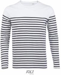 SOL'S Hosszú ujjú csíkos férfi póló Matelot - Fehér / sötétkék | 2XL (SOLS-03099-1000302355)