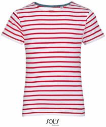 SOL'S Csíkos gyerek póló Miles - Fehér / piros | 10 éves (130/140) (SOLS-01400-1000112831)