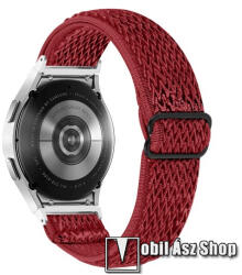 Okosóra szíj - fonott szövet, sztreccses, állítható, csatos - PIROS ROMBUSZ MINTÁS - 20mm széles - SAMSUNG Galaxy Watch4 Classic 46mm (SM-R890) / Watch4 Classic 42mm (SM-R880) / Watch4 44mm (SM-R870)