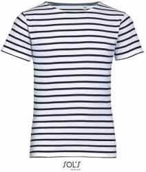 SOL'S Csíkos gyerek póló Miles - Fehér / sötétkék | 6 éves (106/116) (SOLS-01400-1000112823)