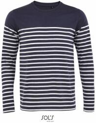 SOL'S Hosszú ujjú csíkos férfi póló Matelot - Sötétkék / fehér | L (SOLS-03099-1000302359)