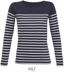 SOL'S Hosszú ujjú csíkos női póló Matelot - Sötétkék / fehér | S (SOLS-03100-1000302341)