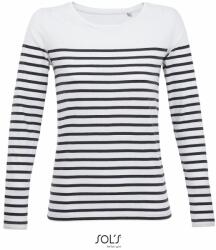 SOL'S Hosszú ujjú csíkos női póló Matelot - Fehér / sötétkék | L (SOLS-03100-1000302348)