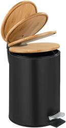 Wenko Cos de gunoi pentru baie TORTONA, capac din bambus, cu functie Easy-Close, negru, 3 L, Wenko (24696100)