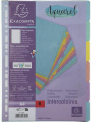 Exacompta elválasztó lap, A4, 400g, pasztell színek, 6db/csomag Aquarel (7706E)