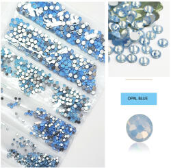  1680 darabos kristály strassz készlet 6 féle méretben - Opal blue
