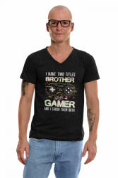  I'm brother and gamer - Férfi V Nyakú Póló (487065)