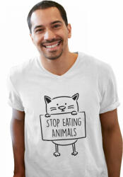 Stop eating animals - Férfi V Nyakú Póló (228025)