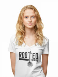  Rooted in Christ - Női V-Nyakú Póló (378158)