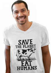  Save the planet eat humans - Férfi V Nyakú Póló (643604)