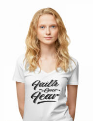  Hit a félelem felett - Női V-Nyakú Póló (399645)