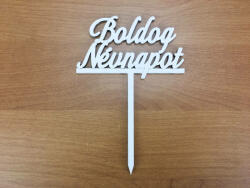  Fa - Beszúrós "Boldog Névnapot" felirat fehér 8, 6cm