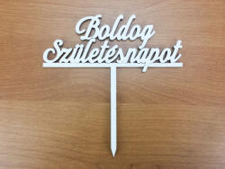 Fa - Beszúrós "Boldog Születésnapot" felirat fehér 12, 3cm - kosarbolt