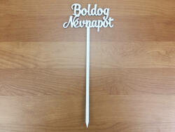  Fa - Beszúrós "Boldog névnapot" felirat fehér 10, 5cm