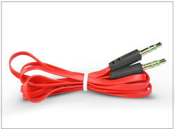  3, 5 - 3, 5 mm jack audio kábel 1 m-es lapos vezetékkel - piros/fekete (PT-4170)