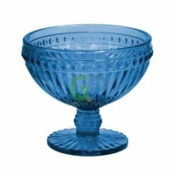 Horecano Стъклена чаша на столче за десерти / мелби ф12.5х10cm 370ml СИНЬО OLD SCHOOL-(HC-93962) 194610-5 (0193962)