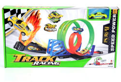 Magic Toys Track Racing: 360fokos-os dupla szuper hurok versenypálya 1db kisautóval 1/64 (MKK332124)