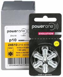 power one Baterii 10 PR70 PowerOne Evolution Zinc-Aer 1.45V Pentru Aparate Auditive cutie 60 Baterii