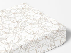 Goldea cearceaf de pat bumbac 100% cu elastic - flori bej deschis pe alb 140 x 200 cm