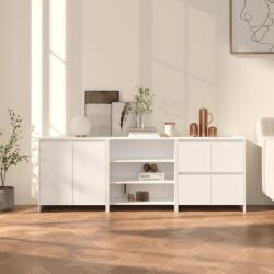 vidaXL Servantă, alb extralucios, 3 piese, lemn prelucrat (3098077) Comoda