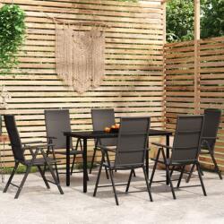 vidaXL Set mobilier de grădină, 7 piese, negru (3099104)