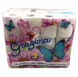 Graziosa 3 rétegű 24 tekercs/csomag toalettpapír (TP3RGRAC24) - bestbyte