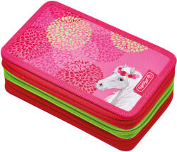Herlitz Penar școlar cu 3 fermoare Herlitz - Bloomy Horse, 31 piese (50038770) Penar
