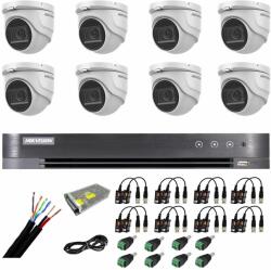 Hikvision Sistem supraveghere Hikvision 8 camere 4 in 1 8MP, IR 30m, DVR 8 canale 4K 8MP, accesorii (33397-) - rovision