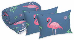 Alcam Set Alcam Flamingo, pilota 180x200 cm, 2 perne 50x70 cm, fibra siliconica, husa microfibra, cu model