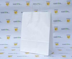 Szidibox Karton Sodrottfüles papírtáska, papírszatyor 32x41+12cm fehér (SZID-00956)