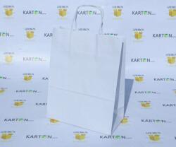 Szidibox Karton Sodrottfüles papírtáska, papírszatyor 26x35+12cm fehér (SZID-00947)