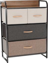 Mobikon Comoda cu 4 sertare din textil bej maro deschis maro inchis Hazel 58x29x79 cm (0000278282) Comoda