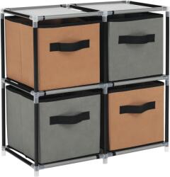 Mobikon Comoda cu 4 sertare din textil negru maro gri Camilo 58x30x57 cm (0000275354) - decorer