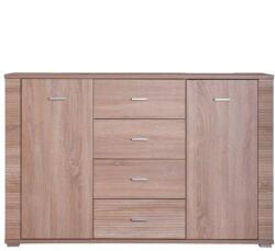 Mobikon Comoda 2 usi 4 sertare mdf maro stejar sonoma Grand 140x96x39 cm (0000062665) Comoda