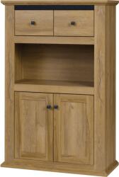 Mobikon Comoda 2 usi 2 sertare mdf maro stejar Grand Leon 85x40x130 cm (0000264778) Comoda