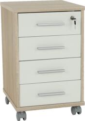 Mobikon Comoda, 4 sertare, pal stejar sonoma alb, Johan, 39x40.5x61.5 cm (0000278202) Comoda