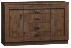 Mobikon Comoda, 2 usi, 4 sertare, din pal maro stejar lefkas, Tedy, 140x44x90 cm (0000086892) Comoda