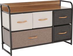 Mobikon Comoda din mdf cu 5 sertare din textil bej maro deschis maro Hazel 88x29x58 cm (0000278284) Comoda