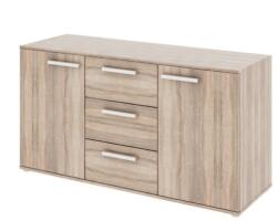 Mobikon Comoda 3 sertare 2 usi pal laminat maro stejar sonoma Dunaj 135x47x73 cm (0000186179) Comoda